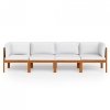 4-osobowa sofa ogrodowa z poduszkami, lite drewno akacjowe