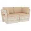 Ogrodowa sofa 2-osobowa z palet, z poduszkami, drewno świerkowe