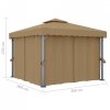 Altana ogrodowa z zasłonami, 3 x 3 m, kolor taupe, aluminium