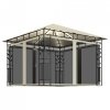 Altana z moskitierą i sznurem lampek LED, 3x3x2,73 cm, kremowa