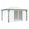 Altana z zasłonami i lampkami LED, 4x3 m, kremowa, aluminium