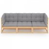 3-osobowa sofa ogrodowa z poduszkami, lite drewno sosnowe