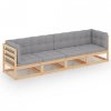3-osobowa sofa ogrodowa z poduszkami, lite drewno sosnowe