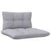 2-osobowa sofa ogrodowa z szarymi poduszkami, drewno sosnowe