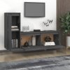 Szafki pod TV, 2 szt., szare, lite drewno sosnowe