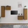 Szafki pod TV, 4 szt., miodowy brąz, lite drewno sosnowe
