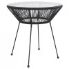Stolik ogrodowy, czarny, Ø70x74 cm, rattan i szkło