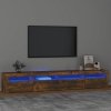 Szafka pod TV z oświetleniem LED, przydymiony dąb, 240x35x40 cm