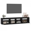Szafka pod TV z oświetleniem LED, czarna, 210x35x40 cm