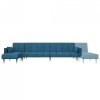 Sofa rozkładana w kształcie L, niebieska, 275x140x70cm, aksamit