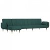 Sofa rozkładana L, ciemnozielona, 275x140x70 cm, aksamit