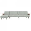 Sofa rozkładana L, jasnoszara, 279x140x70 cm, aksamit