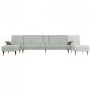 Sofa rozkładana L, jasnoszara, 279x140x70 cm, aksamit