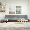 Sofa rozkładana L, jasnoszara, 255x140x70 cm, tkanina