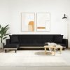 Sofa rozkładana L, czarna, 275x140x70 cm, tkanina
