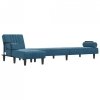 Sofa rozkładana L, niebieska, 260x140x70 cm, aksamit