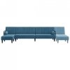 Sofa rozkładana L, niebieska, 260x140x70 cm, aksamit