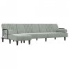 Sofa rozkładana L, jasnoszara, 260x140x70 cm, aksamit