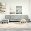 Sofa rozkładana L, jasnoszara, 255x140x70 cm, aksamit
