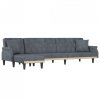 Sofa rozkładana L, ciemnoszara, 271x140x70 cm, aksamit