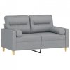 2-osobowa sofa z poduszkami, jasnoszara, 120 cm, tkanina