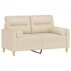 2-osobowa sofa z poduszkami, kremowa, 120 cm, tkanina