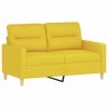 2-osobowa sofa z poduszkami, jasnożółta, 120 cm, tkanina