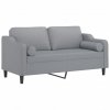 2-osobowa sofa z poduszkami, jasnoszara, 140 cm, tkanina