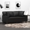 2-osobowa sofa z poduszkami, czarna, 120 cm, sztuczna skóra