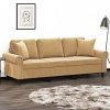 3-osobowa sofa z poduszkami, brązowa, 180 cm, aksamit