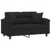 2-osobowa sofa z poduszkami, czarna, 120 cm, mikrofibra