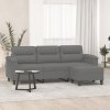 3-os. sofa z podnóżkiem, ciemnoszara, 180 cm, obita mikrofibrą