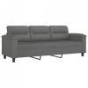 3-os. sofa z podnóżkiem, ciemnoszara, 180 cm, obita mikrofibrą