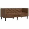 2-cz. zestaw wypoczynkowy Chesterfield, brązowy, sztuczna skóra