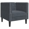 3-cz. wypoczynek Chesterfield z wałkami, ciemnoszary, aksamit