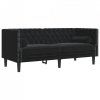 3-cz. wypoczynek Chesterfield z wałkami, czarny, aksamit