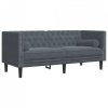 2-cz. wypoczynek Chesterfield z wałkami, ciemnoszary, aksamit