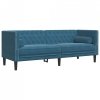 2-cz. wypoczynek Chesterfield z wałkami, niebieski, aksamit