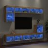 8-częściowy zestaw mebli TV z LED, dąb sonoma