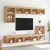 8-częściowy zestaw mebli TV z LED, dąb sonoma