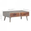 Stolik kawowy, szary, 100x60x40 cm, lite, surowe drewno mango