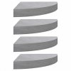 Narożne półki ścienne, 4 szt., szarość betonu, 25x25x3,8 cm MDF