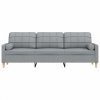3-osobowa sofa z poduszkami, jasnoszara, 210 cm, obita tkaniną