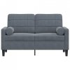 2-osobowa sofa z poduszkami, ciemnoszara, 120 cm, aksamit