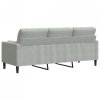 3-osobowa sofa z poduszkami, jasnoszara, 180 cm, aksamit