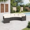Sofa ogrodowa z poduszkami, półokrągła, czarny rattan PE