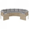 Sofa ogrodowa z poduszkami, okrągła, beżowy rattan PE