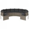 Sofa ogrodowa z poduszkami, okrągła, szary rattan PE
