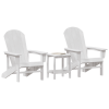 Zestaw 3-częściowy do relaksu w ogrodzie  Biały HDPE, Krzesło Adirondack  Białe 74x82x91 cm HDPE, Stolik boczny Adirondack  Biały 38x38x45 cm HDPE