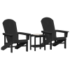 3-częściowy zestaw do ogrodu Czarny HDPE,  Fotel Adirondack Czarny 74x82x91 cm HDPE,  Stolik boczny Adirondack Czarny 38x38x45 cm HDPE